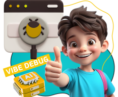 Тестирование & Vibe Debug. Охотники за багами - КИБЕРшкола программирования для детей, компьютерные курсы для школьников, начинающих и подростков - KIBERone г. Ховрино